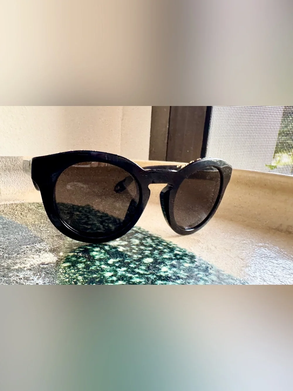 Givenchy Black Sunglasses with Gold Stud Accents